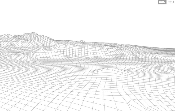 Vector wireframe landscape on white background abstract geometric vector technology background 3d vector digital background