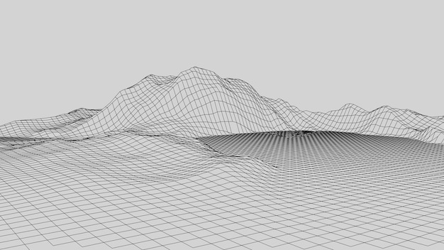 벡터 와이어프레임 풍경 와이어프레임 지형 풍경 디자인 3d 풍경