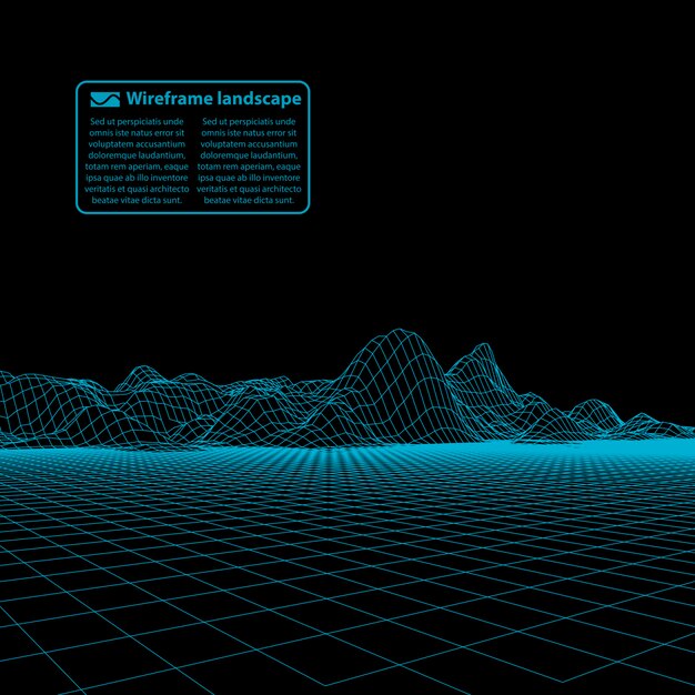 Wireframe landschapsdraad Wireframe terrein veelhoek landschapsontwerp 3d landschap