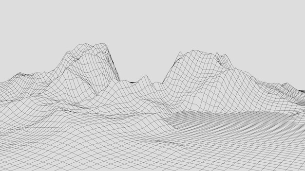 Vector wireframe landschapsdraad wireframe terreinlandschapsontwerp 3d landschap