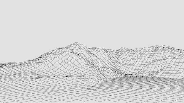 Wireframe landschapsdraad Wireframe terreinlijnen landschapsontwerp 3d landschap