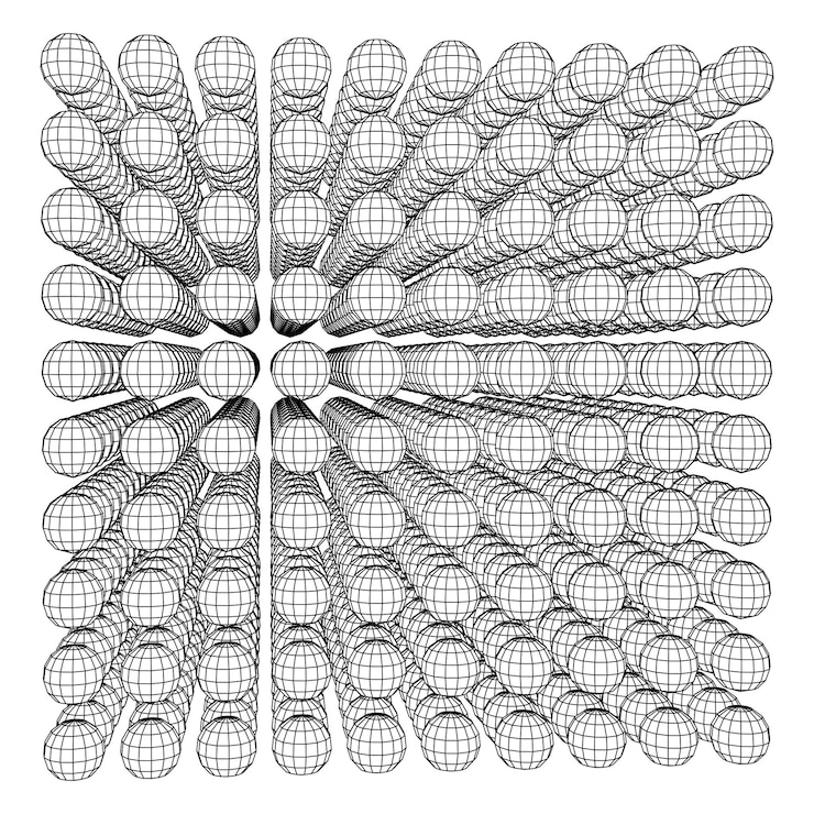 Vector wireframe mesh cube make with many small spheres connection structure digital data visualization con...
