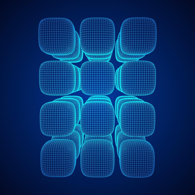Vector wireframe mesh cube