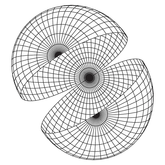 Vector wireframe mesh hemisphere shell connection structure digital data visualization concept vector