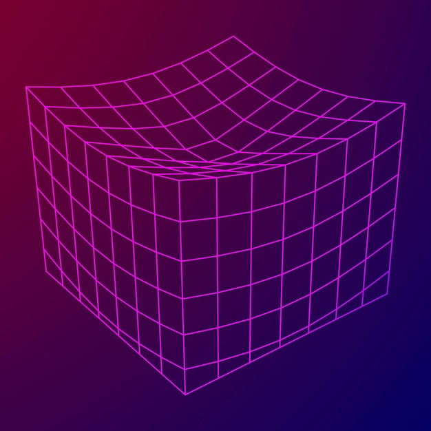 Каркасная сетка, структура соединения расплавленной коробки, концепция визуализации цифровых данных, векторная иллюстрация