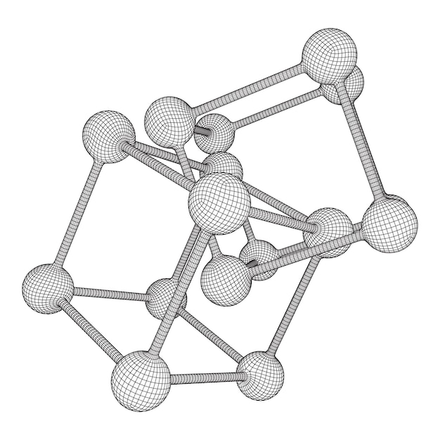 Vettore wireframe mesh molecola struttura di connessione alla griglia low poly illustrazione vettoriale scienza e medicina