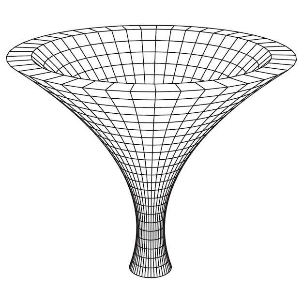 Wireframe mesh trechter verbinding structuur big data visualisatie concept vectorillustratie