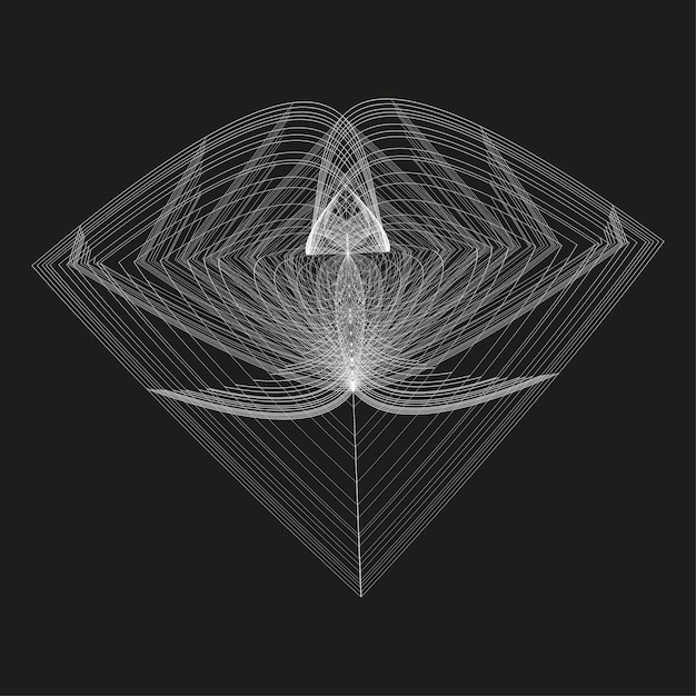 Wireframe pijl vorm Abstract raster figuur Zwarte contour vector Symmetrische lijn object