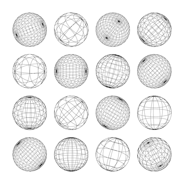 Вектор Проводные формы выстроены сферой перспективы сетки d сетки низкие поли геометрические элементы ретро футуристические.