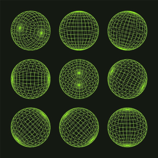 와이어 프레임 모양 라인 구형 관점 mesh d 그리드 낮은 폴리 기하학적 요소 레트로 미래주의