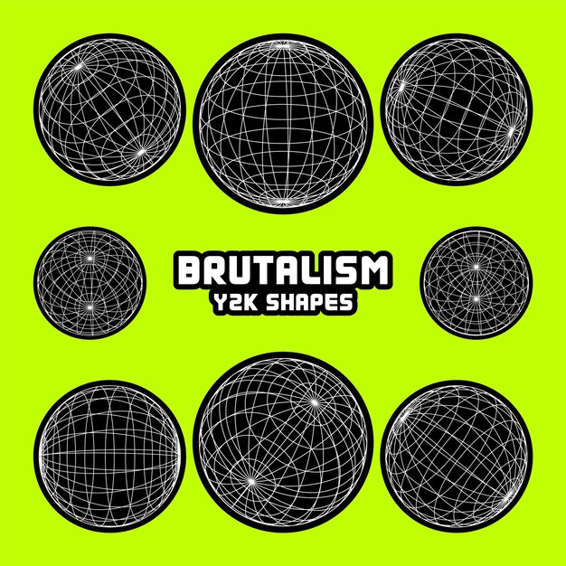 wireframe shapes lined sphere perspective mesh d grid modern trendy low poly geometric elements