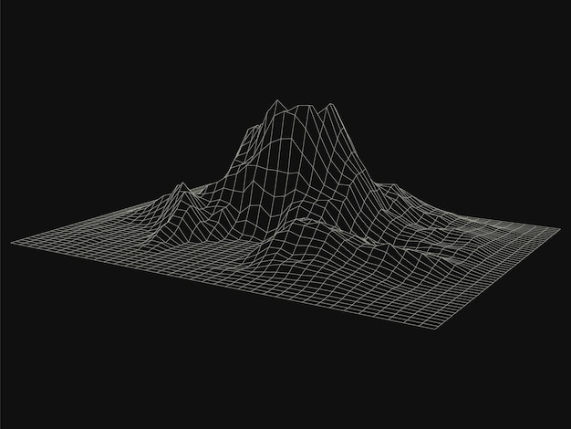 Vector wireframe soundwave geometric polygonal abstract grid topography graphic