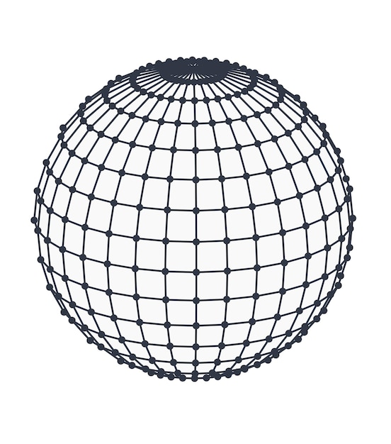 Vettore sfera a telaio isolata su sfondo bianco d rete cellulare