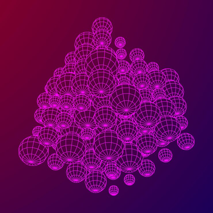 Vector wireframe sphere mesh cube
