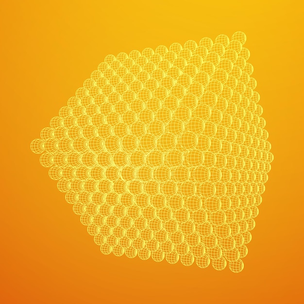 Wireframe sphere mesh cube