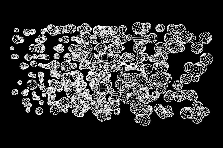 Vector wireframe sphere mesh flow