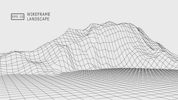 Wireframe terrein veelhoek landschapsontwerp Futuristische 3D-cartografie EPS 10