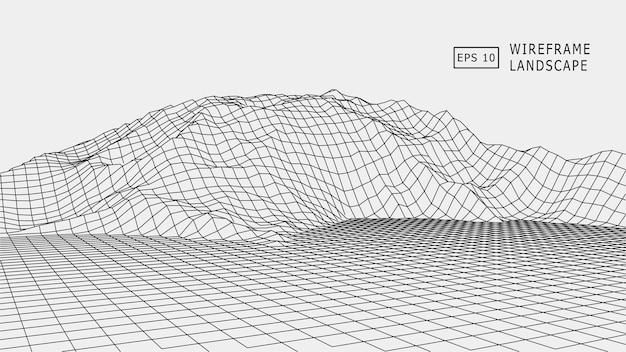 Wireframe terrein veelhoek landschapsontwerp Futuristische 3D-cartografie EPS 10