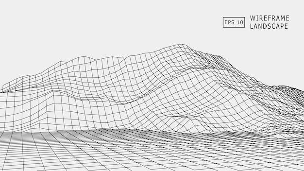 Wireframe terrein veelhoek landschapsontwerp Futuristische 3D-cartografie EPS 10
