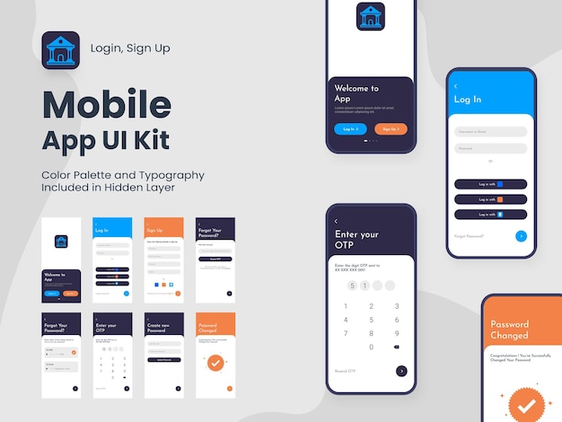 Vector wireframe ui ux and gui layout with different login screens including account sign in sign up create lock screen for mobile app and responsive website