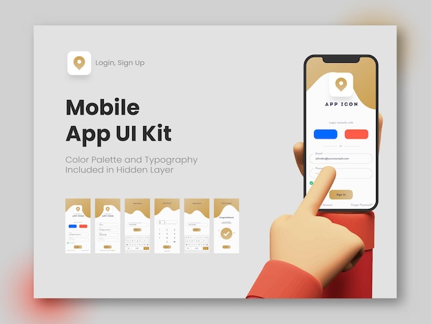 Wireframe ui ux gui layout with different login screens including account sign in sign up and lock screen for mobile app and responsive website