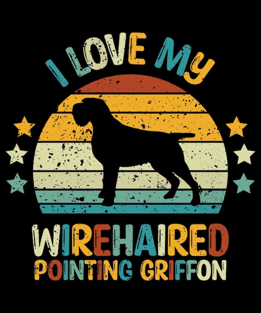 Wirehaired Pointing Griffon silhouette vintage and retro tshirt design