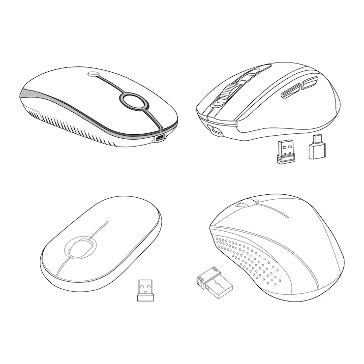 Vector 무선 블루투스 광학 컴퓨터 마우스 터 일러스트레이션