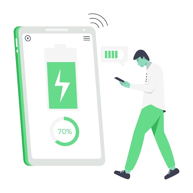 A wireless charging flat illustration