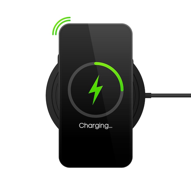 Wireless Charging Processing energy level Recharge battery indicator Vector illustration