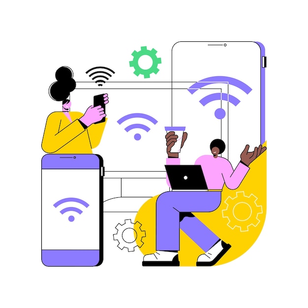 Wireless device connection abstract concept vector illustration