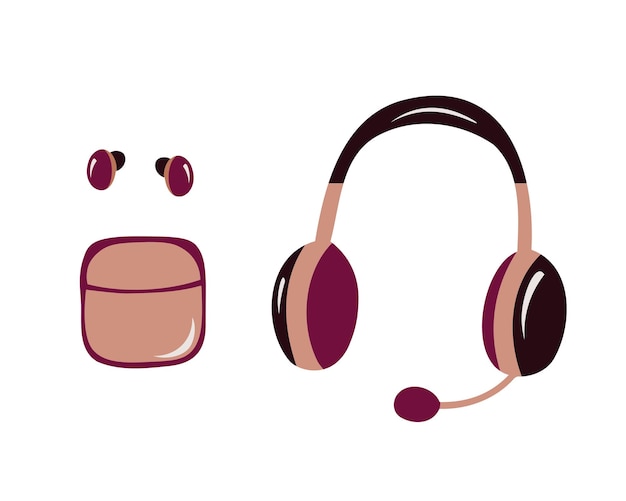 Wireless headphones Hand drawn illustration