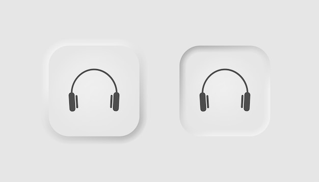 Vector wireless headphones icon in neumorphism style icons for business white user interface ui ux music symbol audio song studio equipment headset neumorphic line style vector illustration