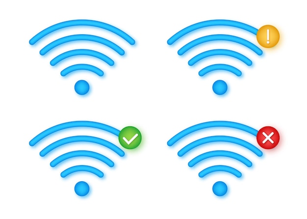 Беспроводной набор иконок. нет wi-fi. разные уровни сигнала wi-fi. векторная иллюстрация штока.