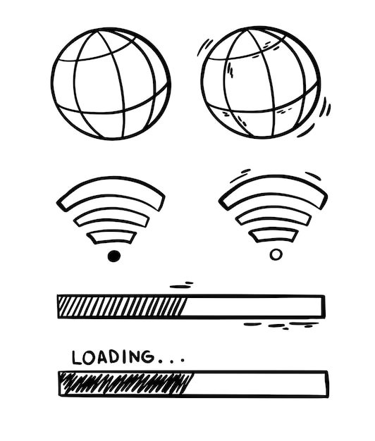 Wireless internet connection hand drawn in sketch vector style