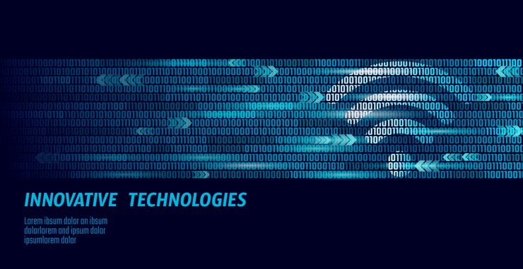 Vector wireless internet wifi connection big data binary code flow numbers global network high speed innovation connection data rate technology vector illustration art
