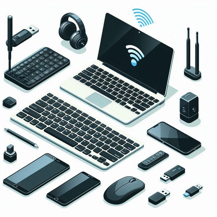 Vector wireless keyboard set vector illustration