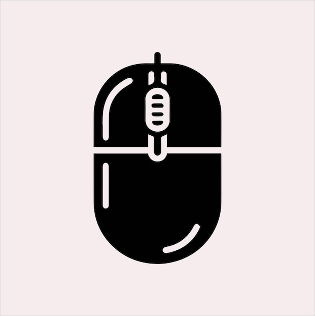 무선 마우스 라인 터 실루 일러스트레이션 아이콘 백색 배경