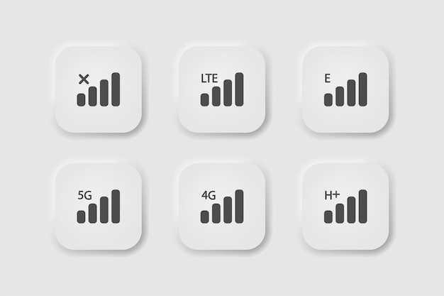 Значок беспроводной сети в стиле неоморфизма Иконки для бизнеса белый UI UX Символ мобильной сети Сотовая мобильная точка доступа в Интернет Неоморфный стиль Векторная иллюстрация