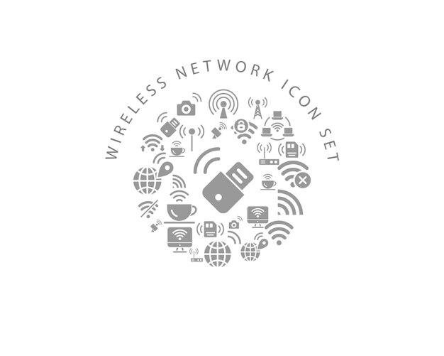 Vector wireless network icon set design