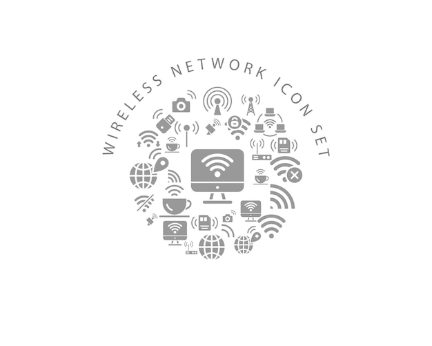 Vector wireless network icon set design