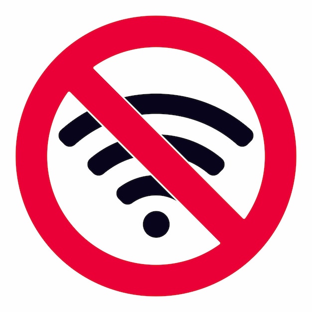 Vector wireless no wifi icon sign flat design vector illustration no wifi internet signal symbol