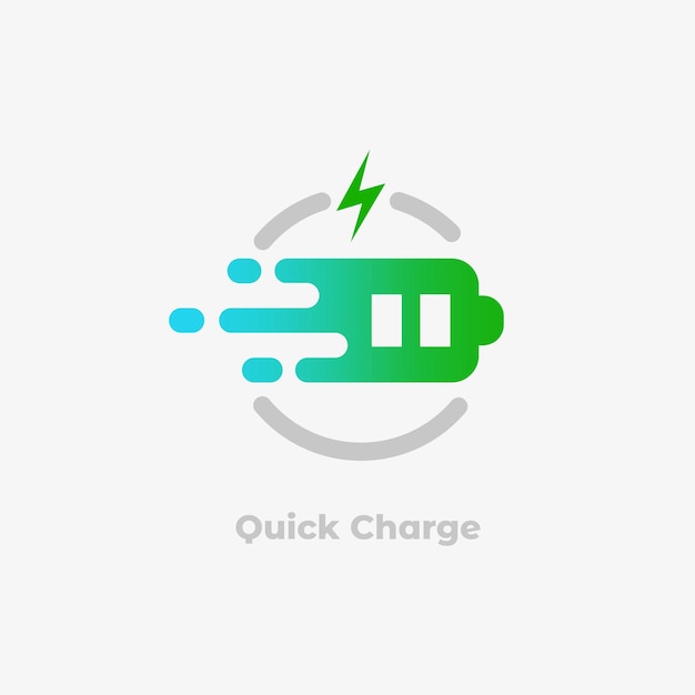 Wireless quick and fast charging battery logo vector icon