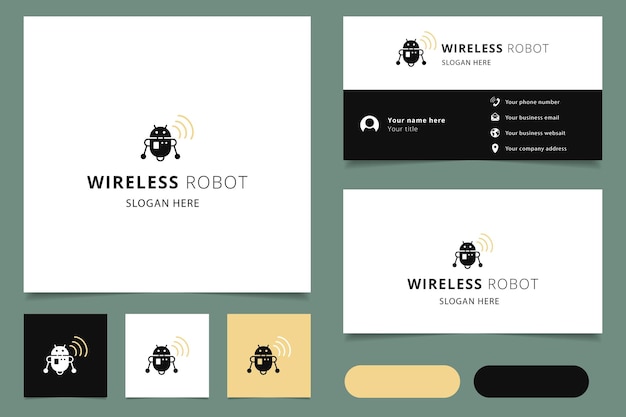 Design del logo del robot wireless con marchio di slogan modificabile