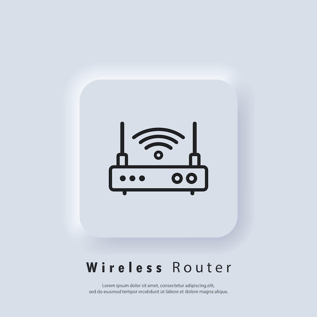 무선 라우터 아이콘입니다. Wlan 라우터 아이콘 또는 로고. 벡터 Eps 10입니다. Neumorphic Ui Ux 흰색 사용자 인터페이스 웹 버튼입니다. 뉴모피즘