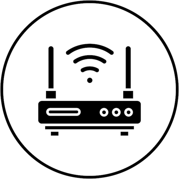 Векторная икона беспроводного маршрутизатора может использоваться для набора икон компьютера и оборудования