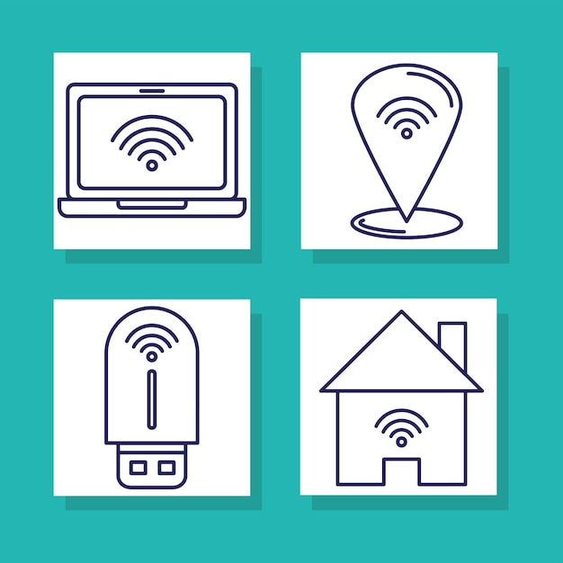 Wireless signal four icons