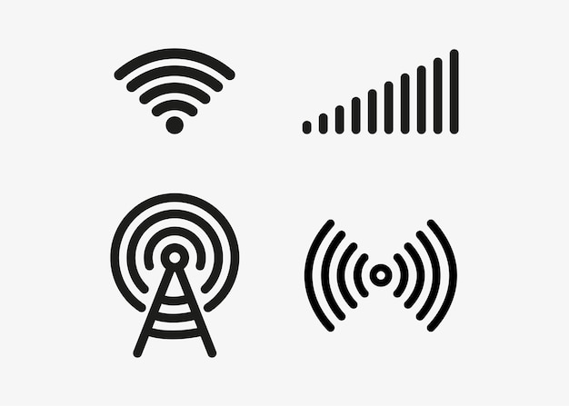 Wireless signal web icon set Wi fi icons Secured anthena password protected icons