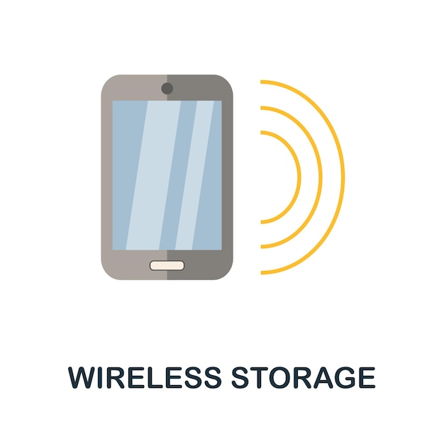 Плоская иконка Wireless Storage Цветной простой элемент из коллекции аксессуаров для телефонов Креативная иконка Wireless Storage для шаблонов веб-дизайна, инфографика и многое другое