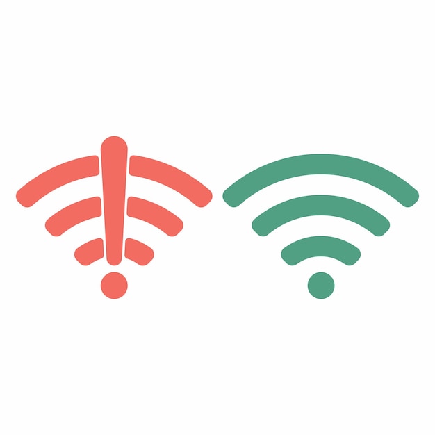 Wireless wifi icon sign flat design vector illustration set On and no wifi internet signal symbols