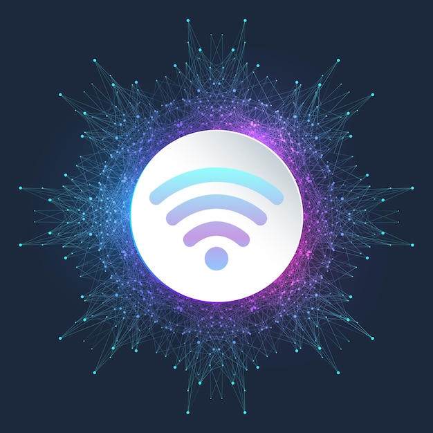 원격 인터넷 액세스를 위한 무선 WiFi 기호 네트워크 무선 인터넷 WiFi 연결 아이콘 WiFi 무선 네트워크 신호 기술 인터넷 개념 높은 인터넷 속도 벡터 일러스트 레이 션